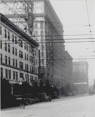 Vertical, black and white photograph looking north on Twelfth Street by Charles Clement Holt